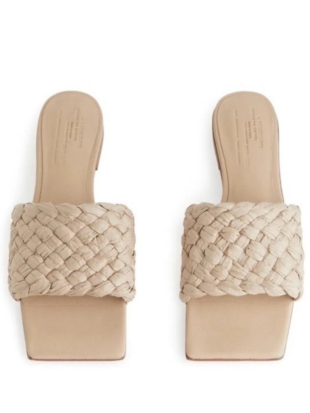 Arket woven straw beige square toe sandals